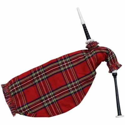 Scottish goose practice set black wood finish white plastic fitting royal stewart bag