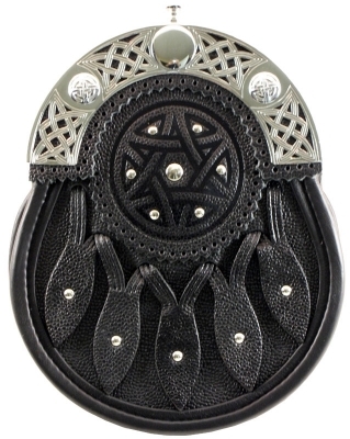 Sporran is made of genuine leather (black) nickel plated brass cantle with Celtic design stud