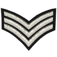 3 Stripe Chevrons Badge Silver Bullion on Black