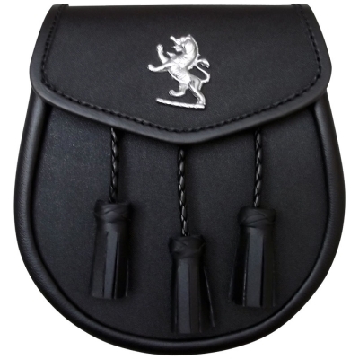 Lion Rampant Sporran Good Quality Smooth leather Opens with a stud and flap at the front 3 leather 