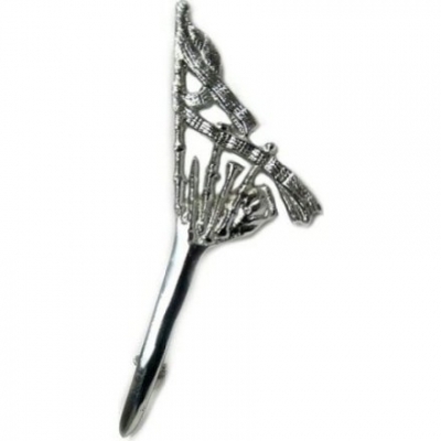 Scottish Heritage Pipers Kilt Pin In Chrome Finish Chrome finish Pin at the back is