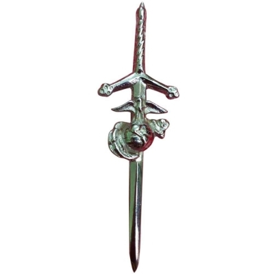 SMC Kilt Pin in highly polished silver-tone badge