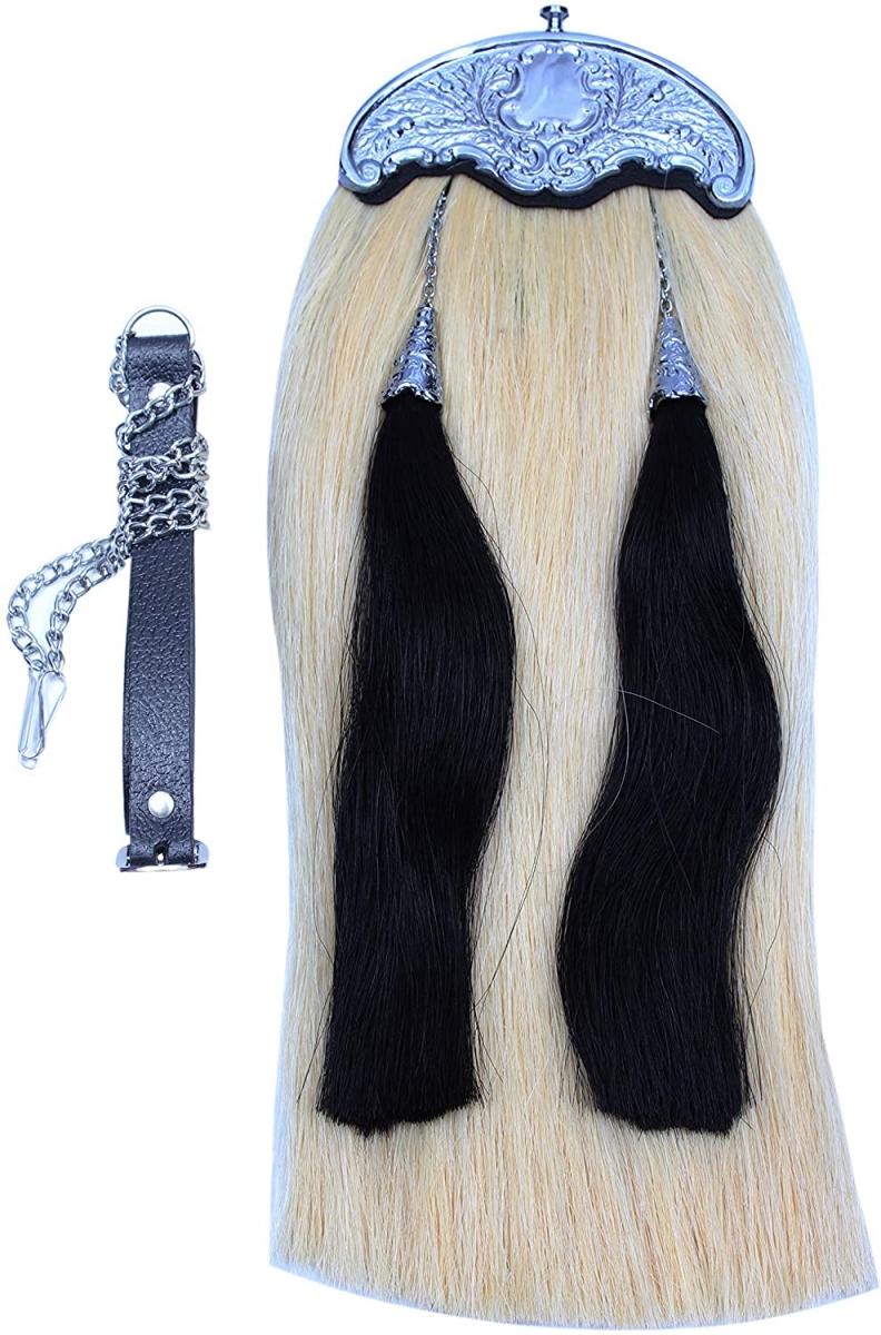 White Horse Hair Sporran Chain Straps included