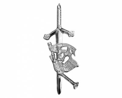 Scottish Highland Bagpipe Piper Kilt Pin in a Sword Shape