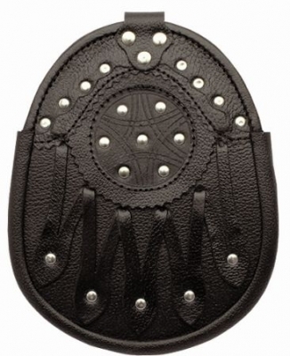 Basic Classic Targe and Cantle Sporran. Our basic sporran is 100% leather with decorative metal stud
