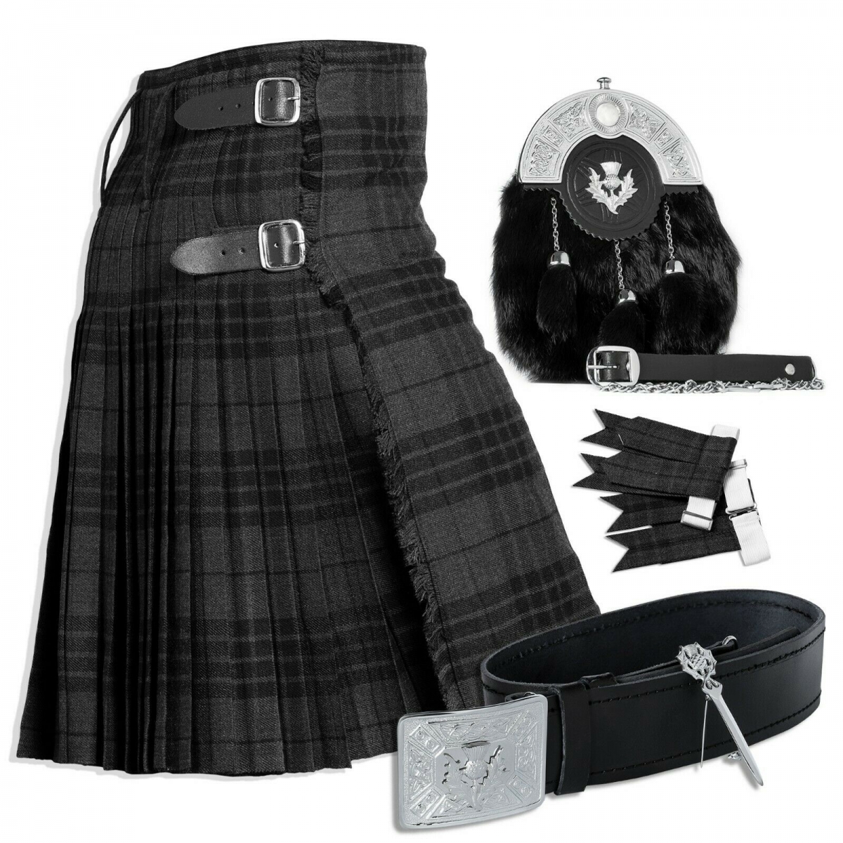 Grey Watch Night 6-Pieces Kilt outfit set