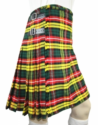 Buchanan Tartan Kilt Hand made 8 yards on material 10-12 oz per yard with leather belts and buckles