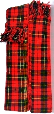 Wallace Tartan piper plaid acrylic wool 13oz pleated 3.5 yards fringed apron from two sides