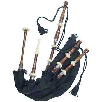 Rose Wood bagpipe Black Watch Bag Cover with cord, with turned Plain nickel Sole and Knobs with SYN