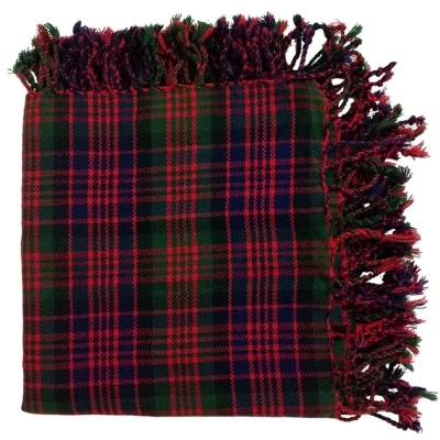 A MacDonald Tartan fly plaid with all-around fringed edges 