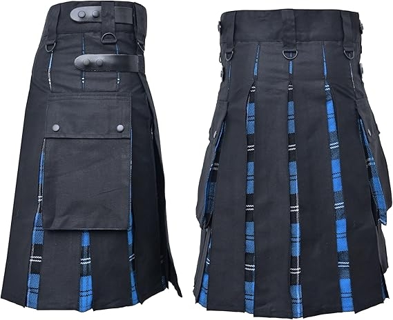 Blue Ramsay Tartan Hybrid Kilt Cotton Jeans