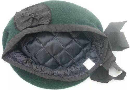 Balmoral Cap made of Dark Green Wool plain Green Pom any sizes