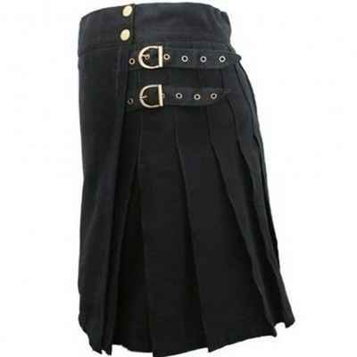 Ladies Utility Fashion Kilt Heavy Duty Cotton Drill Fabric Antiqued brass buckles and studs 
