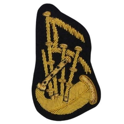Pipe Major Only Bagpipe Arm Badge Gold Bullion Wire Work