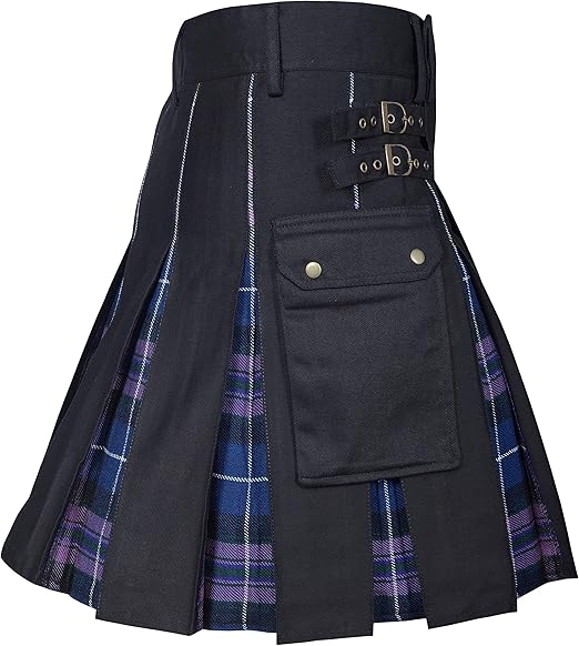 Honored of Scotland Hybrid Kilt Cotton Jeans Modern Box Pleated Tartan Traditional