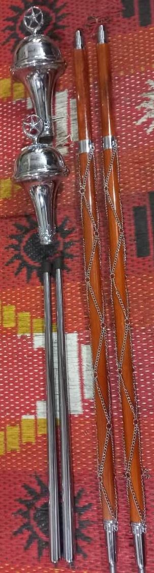Drum major mace mallace cane with chain chrome plated Moon/Star head