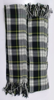 Dress Gordon tartan piper plaid acrylic wool 13oz pleated 3.5 yards fringed apron from two sides