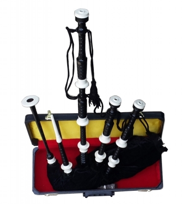 Black Rosewood bagpipe, Velvet Bag cover with cord, with Ivory Color Plastic Sole and Knobs with sof