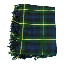 A Gordon Tartan fly plaid with all-around fringing 