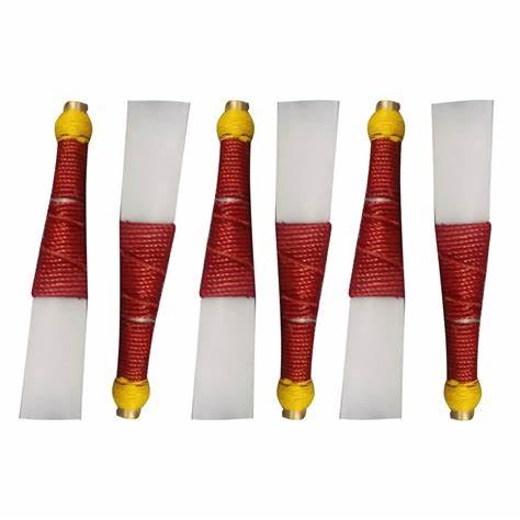 Practice chanter reeds white plastic sheet red thread hand made 