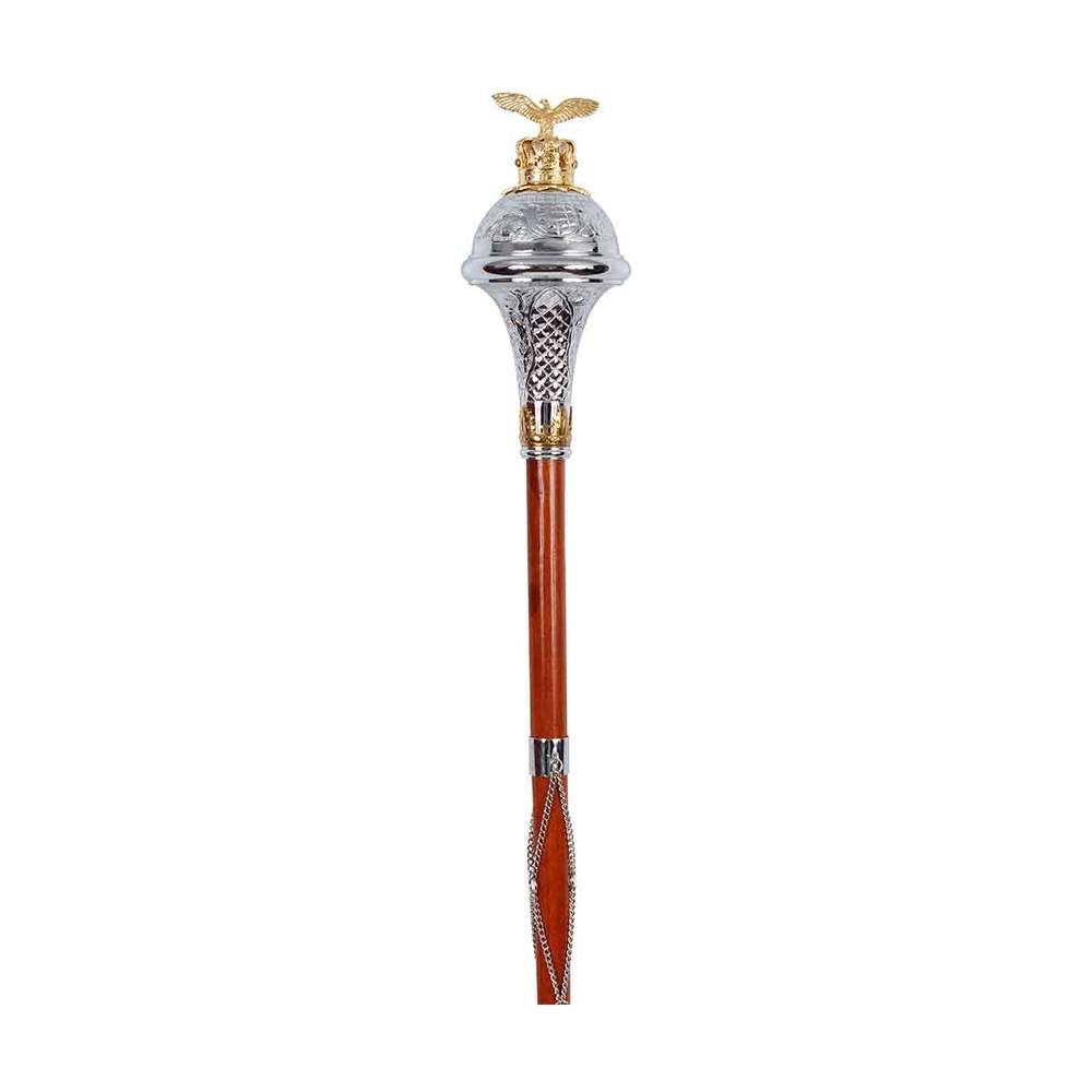 Drum Major Mace engraved trumpet shape head and gold color