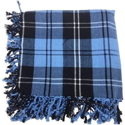 BLUE RAMSAY tartan fly plaid fringed apron from all round sizes 48x48 inches 