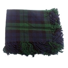 Black watch tartan fly plaid fringed apron from all round size 48x48 inches