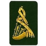 Bagpipe Badge Gold Bullion on Green
