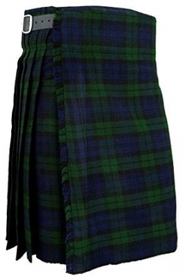 Deluxe Highland Kilts Black Watch Tartan 10-12 oz per yard with leather belts and buckles length hip