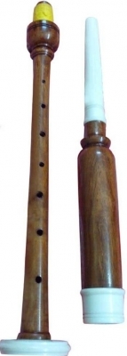 Practice chanter made of brown finish white plastic fitting