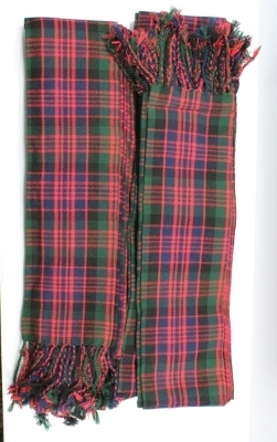 McDonald Tartan piper plaid acrylic wool 13oz pleated 3.5 yards fringed apron from two sides