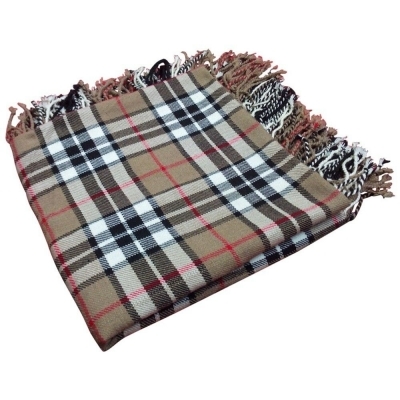 Camel of Thomas tartan fly plaid fringed apron from all round sizes 48x48 inches 