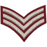 3 Stripe Chevrons Badge Silver Bullion on Red
