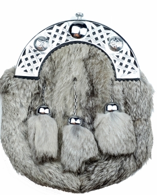 Sporrans are made from Rabbit Furr at the front & Leather at the back. Featuring a chrome finish Can