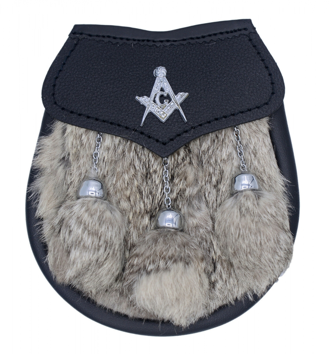 RABBIT FUR FRONT STUD OPENING WITH MASONIC BADGE ON THE FLAP
