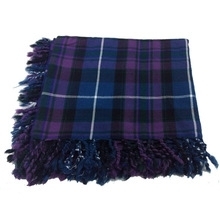 A Honored of Scotland Tartan fly plaid with fringed apron all around