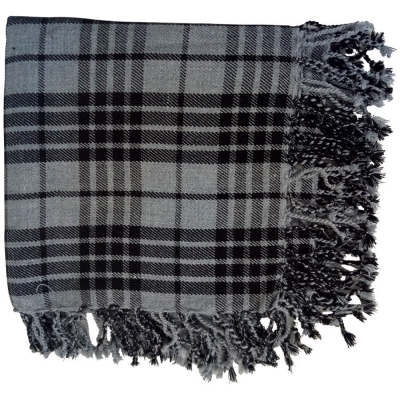 GRAY GRANITE tartan fly plaid fringed apron from all round sizes 48x48 inches