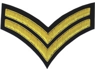 2 Stripe Chevrons Badge Gold Bullion on Black