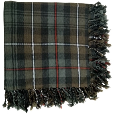 WEATHERED MACKENZIE tartan fly plaid fringed apron from all round sizes 48x48 inches 