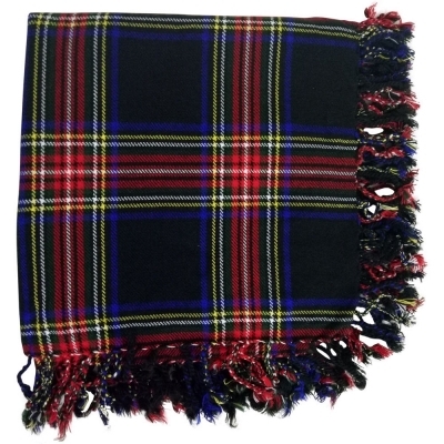 Black stewart tartan fly plaid fringed apron from all round sizes 48x48 inches 