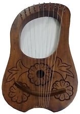 Lyre Harp Beautiful Flowers Design Rosewood 10 Metal Strings