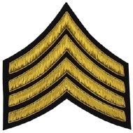 4 Stripe Chevrons Badge Gold Bullion on Black