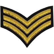 3 Stripe Chevrons Badge Gold Bullion on Black