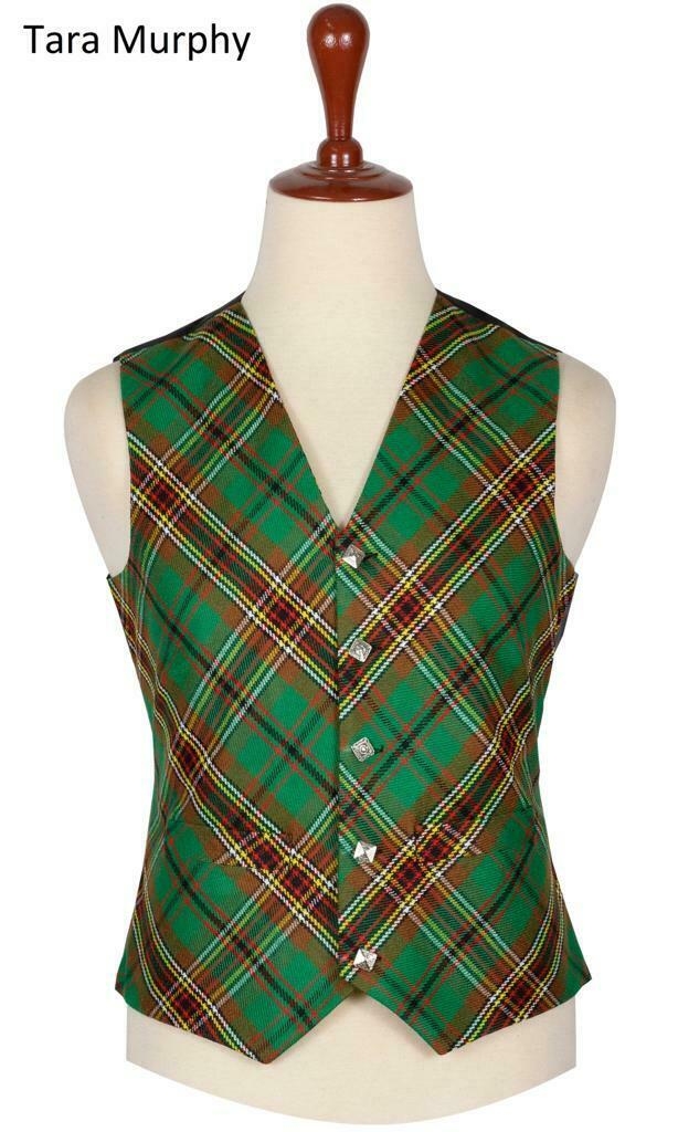 Irish Tara Murphy Tartan 5 Buttons Traditional Kilt Vest For Men