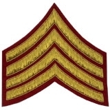 4 Stripe Chevrons Badge Gold Bullion on Red