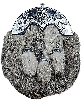 Sporrans are made from Rabbit Furr at the front & Leather at the back. Featuring a chrome finish Thi