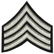 4 Stripe Chevrons Badge Silver Bullion on Black