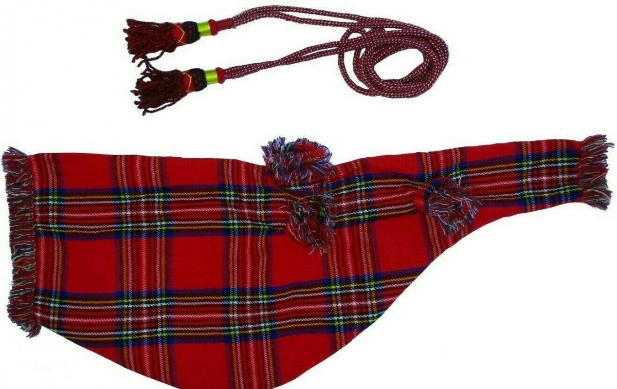 Royal Stewart Tartan Bagpipe Cover Set with Cord