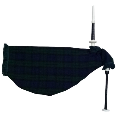 Scottish goose practice set black wood white plastic fitting black watch fringe brand bagpipe 