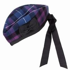 Honord of Scotland Glengarry Hat Fully lined Cotton ribbon at the back Red pompom on top